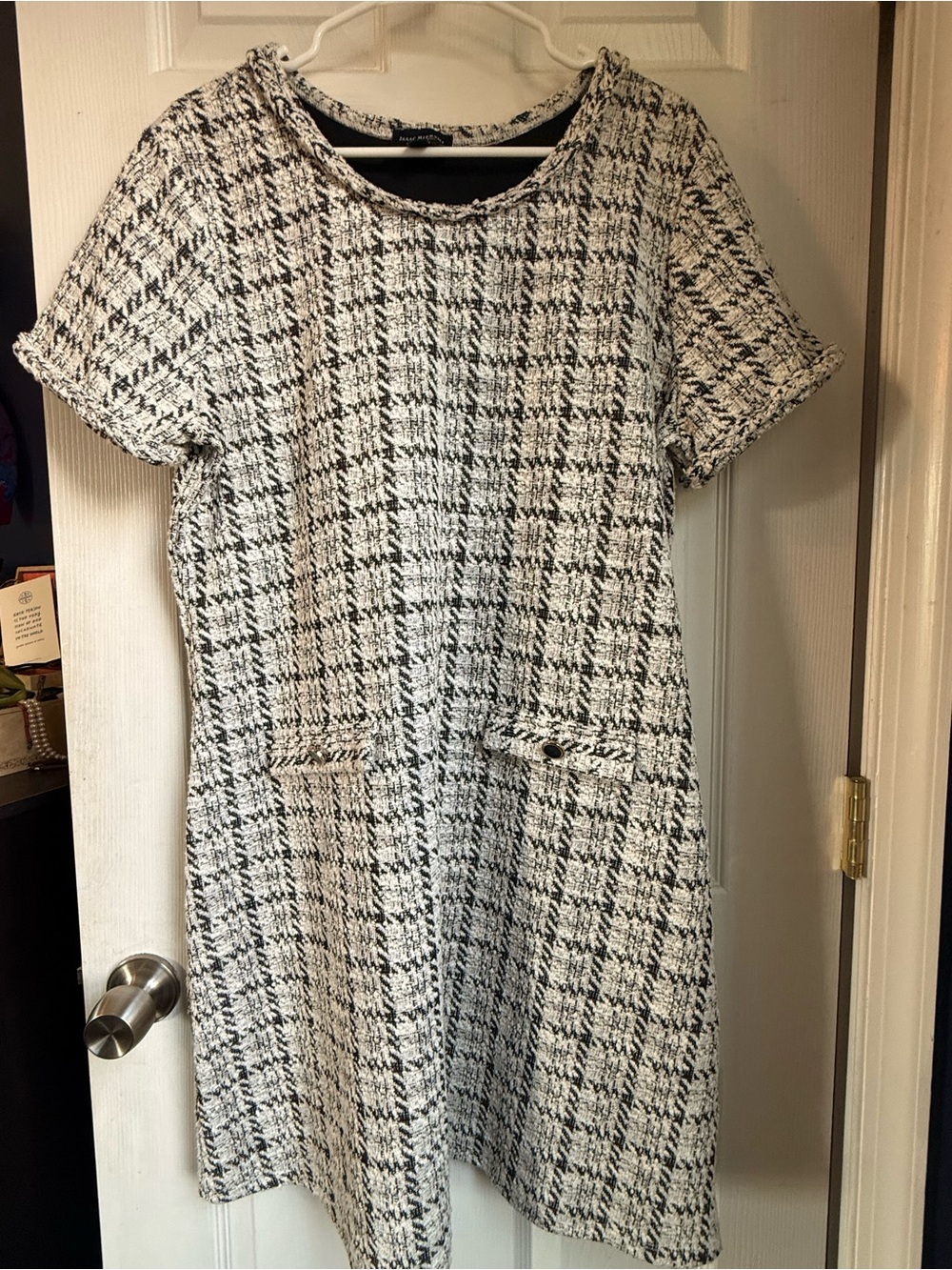 Isaac Mizrahi Black and White Check Midi Dress